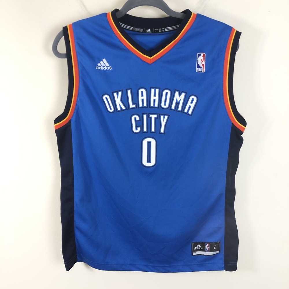 Adidas Oklahoma City Thunder Russell Westbrook #0 Jersey Youth L 14-16 Blue NBA